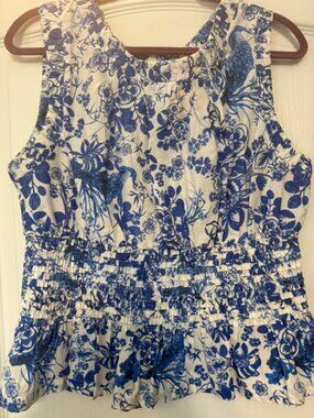 Blue and White Anthropologie Somerset Top
